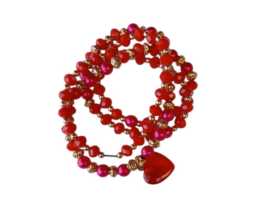 17 Red Heart Pearl Necklace - Image 1