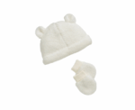 Baby Cream Borg Hat and Mitts Set - Image 