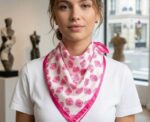 Pink Seashell Square Scarf - Image 