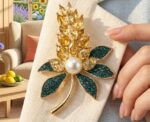 Floral Pearl Brooch Pin - Image 