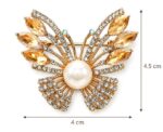 Pearl Crystal Bow Brooch - Image 