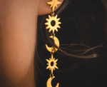Celestial Moon And Sun Goddess Dangling Earrings - Image 