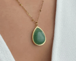 Green Gemstone Pendant Necklace - Image 