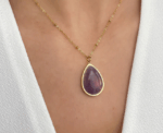 Purple Gemstone Pendant Necklace - Image 