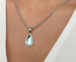 Blue Sea Drop Crystal Pendant Necklace - Image 