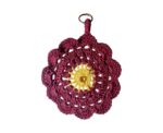Yellow Burgundy Crochet Sunglasses Case - Image 