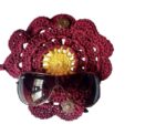 Yellow Burgundy Crochet Sunglasses Case - Image 