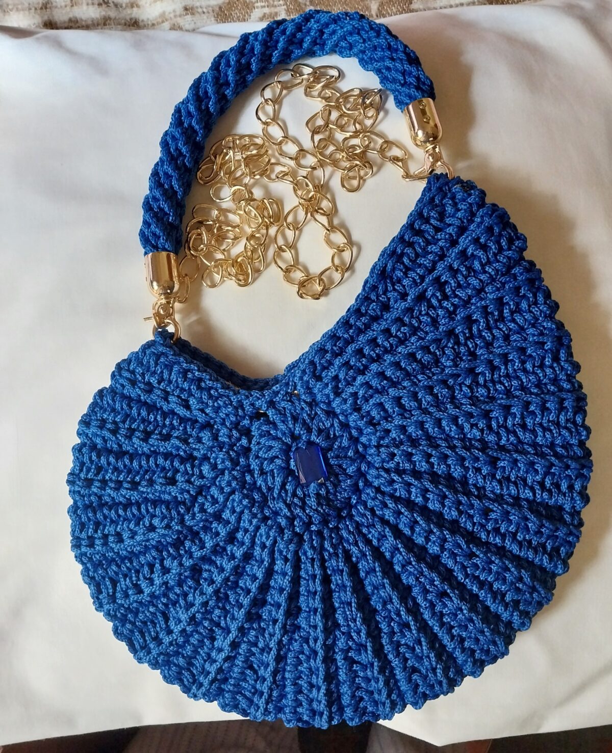 Royal Blue Crochet Handbag - Image 