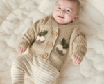 Baby Christmas Little Pudding Knitted Outfit Set - Image 