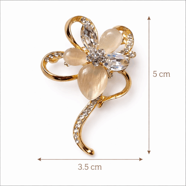 Champagne Crystal Flower Brooch