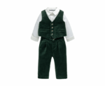 Baby Boys Velour Suit in Green - Image 