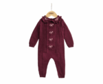 Baby Soft Knit Romper in Burgundy - Image 