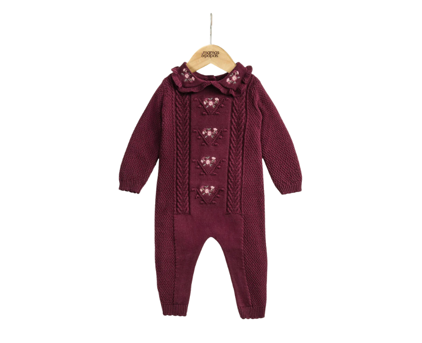 28 Baby Soft Knit Romper in Burgundy - Image 1