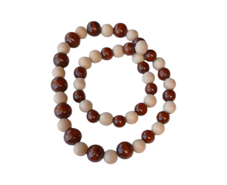 29 Wooden Brown Beige Necklace - Image 1
