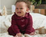 Baby Soft Knit Romper in Burgundy - Image 