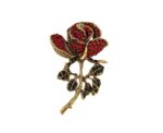 Rose Crystal Brooch Pin - Image 