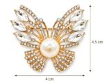 Pearl Crystal Bow Brooch - Image 