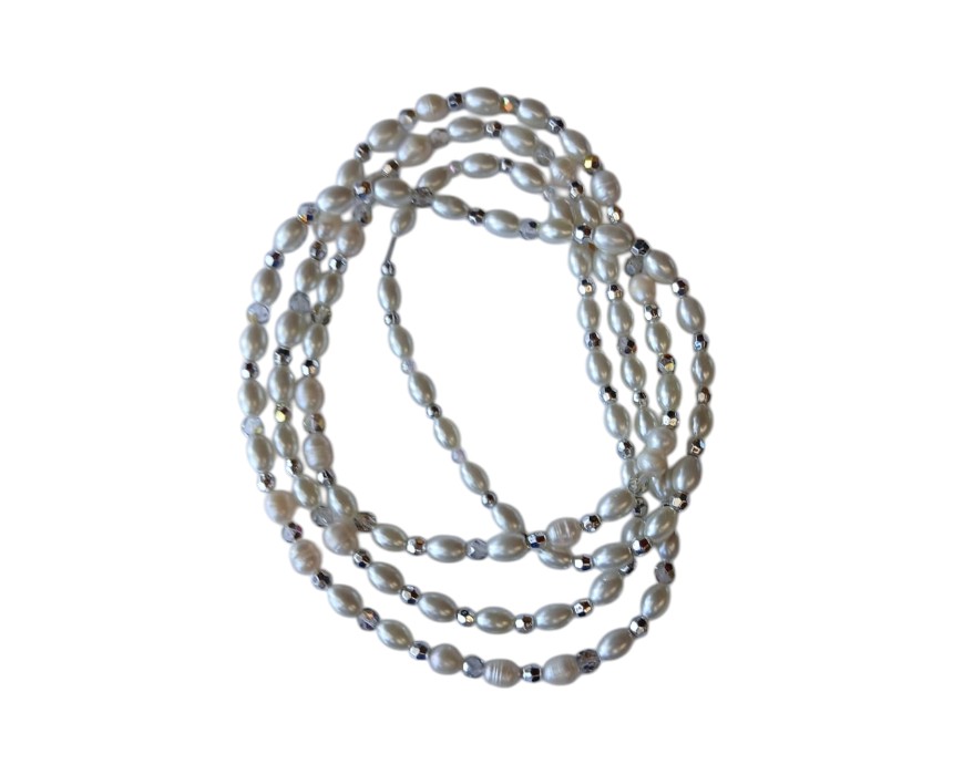 3 White Oval Pearl Necklace - Image 1