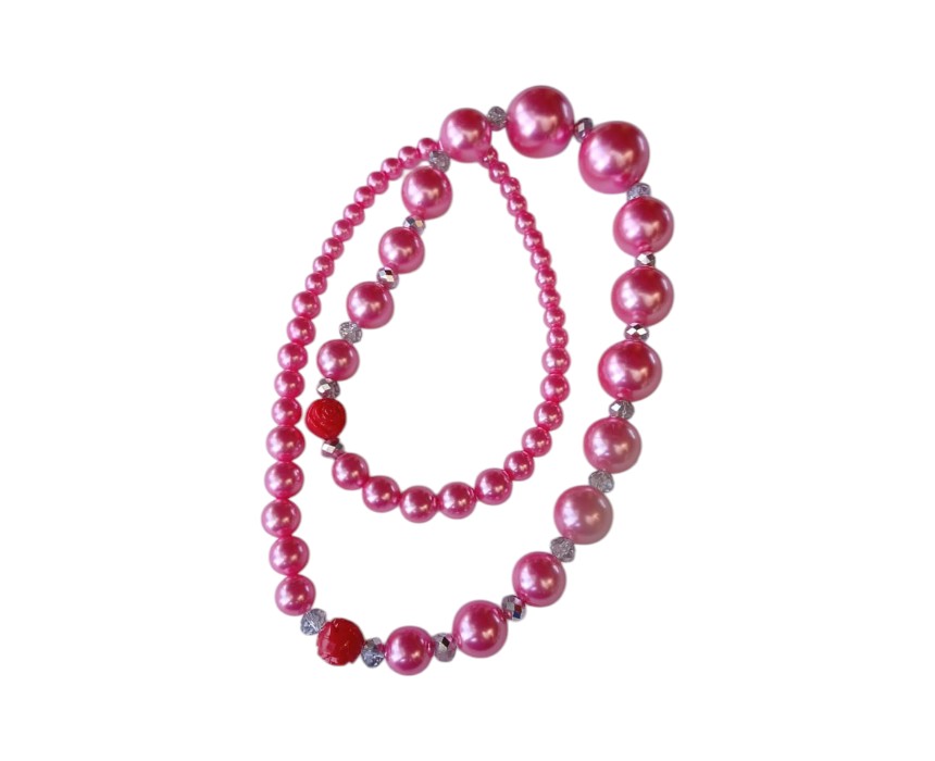 34 Dark Pink Pearl Necklace - Image 1