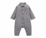 Baby Boys Woven Romper in Grey - Image 