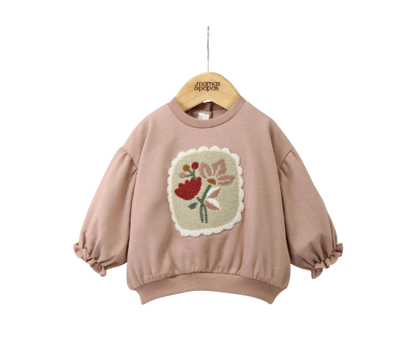 36 Baby Boucle Placement Sweatshirt in Pink - Image 1