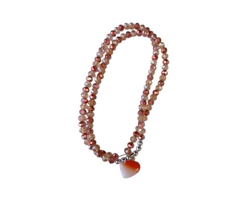 37 Brown Pink Heart Necklace - Image 1
