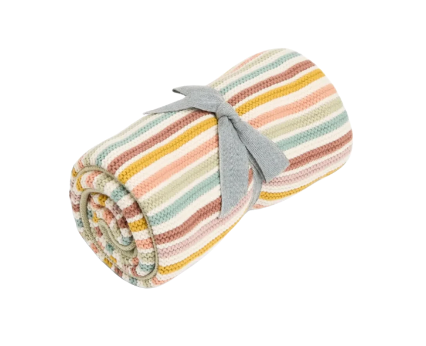 39 Baby Multi Color Stripe Cotton Blanket - Image 1
