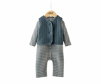 Baby Boys Quilted Gilet & Striped Romper - Image 