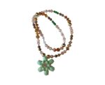 Green Flower Gold Necklace and Bracelet Set - Image 