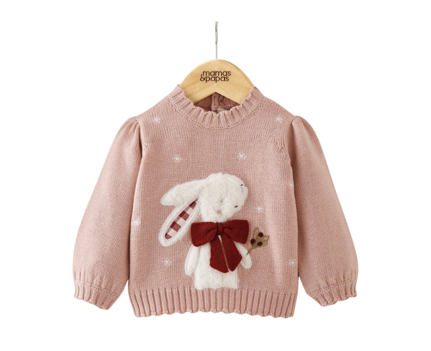 42 Baby Bunny Christmas Jumper in Pink - Image 1
