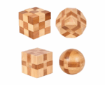 Wooden Puzzle Magic Brain Teaser 4 Shapes in 1pc - Image 