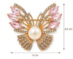 Pearl Crystal Bow Brooch - Image 