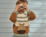 Baby Moose Character Knit Jumper in Brown - Image 