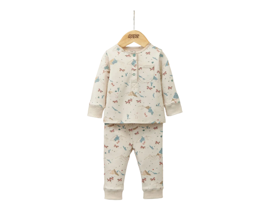 56 Baby Rodeo Print Pyjamas in Cream - Image 1