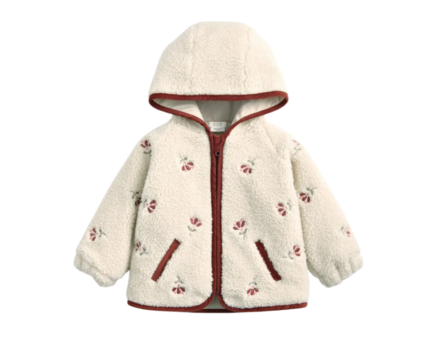 59 Baby Hooded Borg Jacket in Cream - Image 1