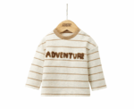 Baby Boys Cream Striped T-Shirt - Image 