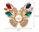 Pearl Crystal Bow Brooch - Image 
