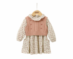 Baby Girls Floral Dress and Vest Set - Image 