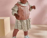 Baby Girls Floral Dress and Vest Set - Image 