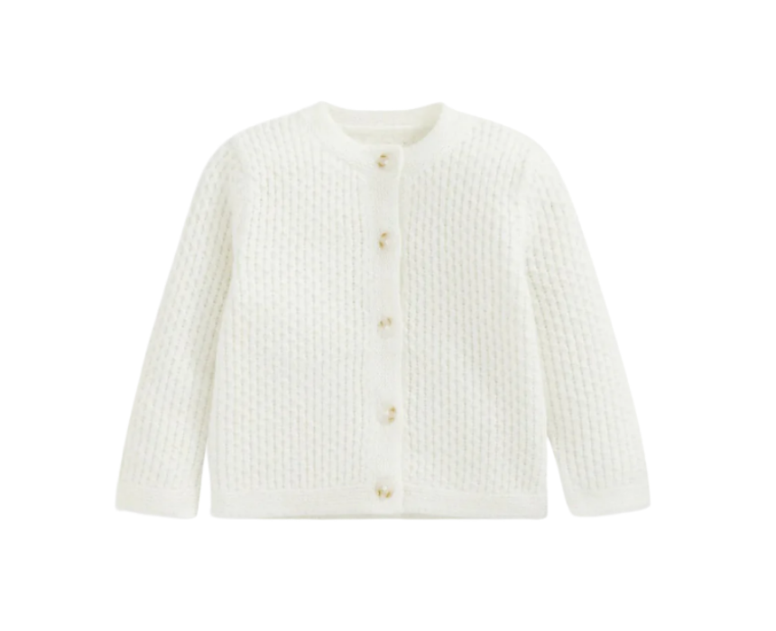 69 Baby Knitted Cardigan in White - Image 1