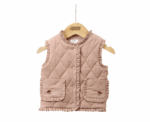 Baby Cord Quilted Gilet in Pink - Image 