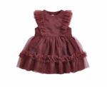 Baby Frill Shoulder Tulle Dress in Pink - Image 