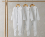 Baby Organic Sleepsuits 3-Pack in White - Image 
