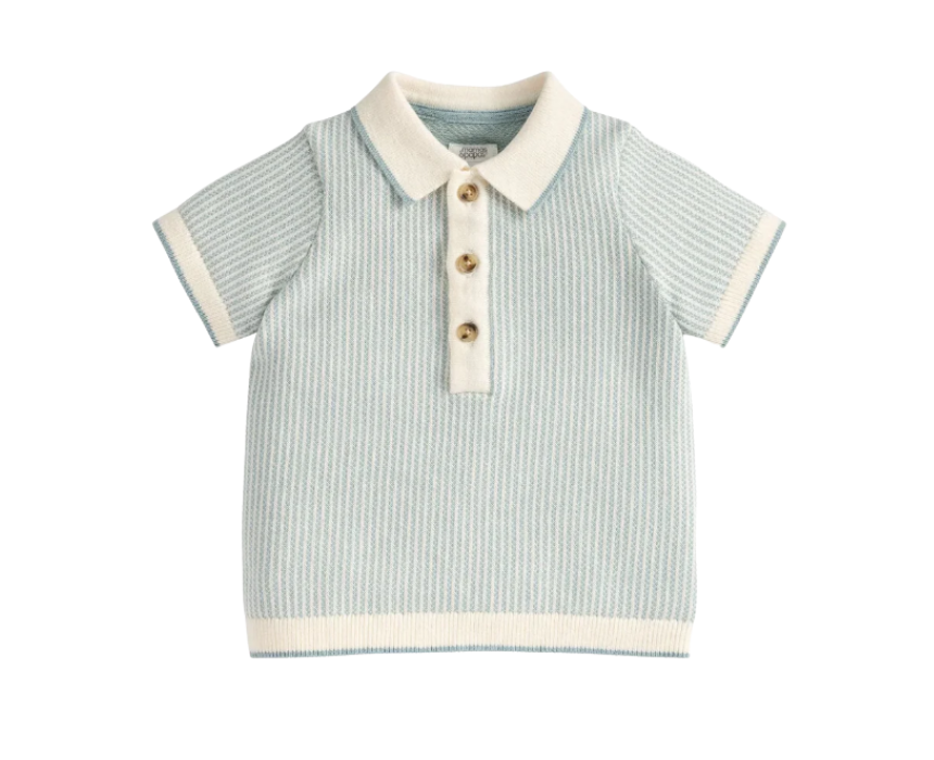 8 Baby Boys Jacquard Knitted Polo Shirt - Image 1