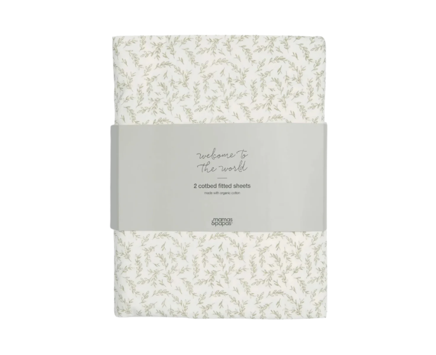 80 Cotbed Seed Leaf Fitted Baby Sheets Pack - Image 1