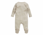 Baby Organic Cotton Ribbed Sleepsuit Oatmeal - Image 
