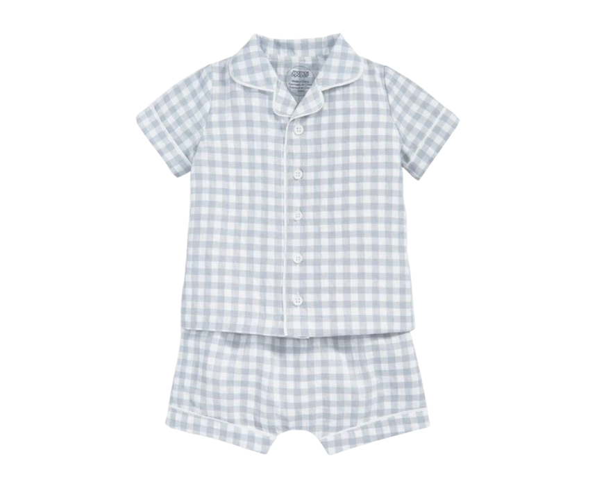 81 Baby Boys Gingham Pyjamas in Blue - Image 1
