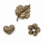 Golden Crystal Brooch Set – 3 Pieces