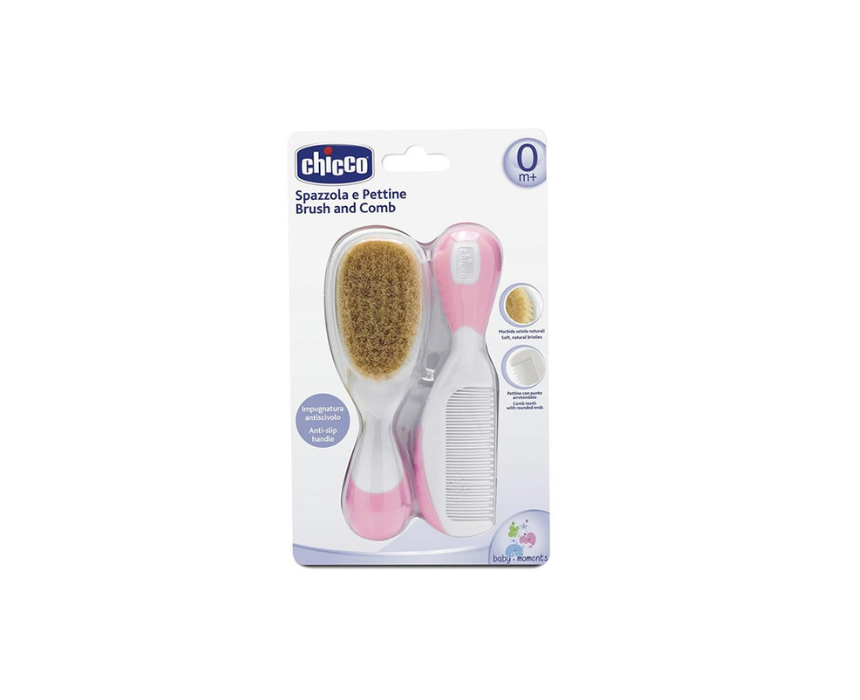 Chicco Brush And Comb Set Natural Rose Chicco Brush And Comb Set Natural Rose - Image 1