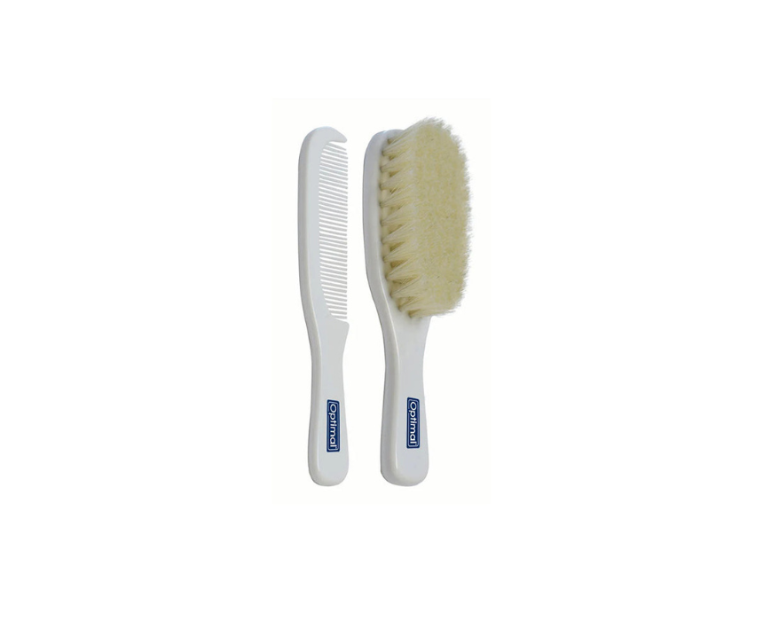 Optimal Hair Brush And Comb Set 0M+ White Optimal Hair Brush And Comb Set 0M+ White - Image 1